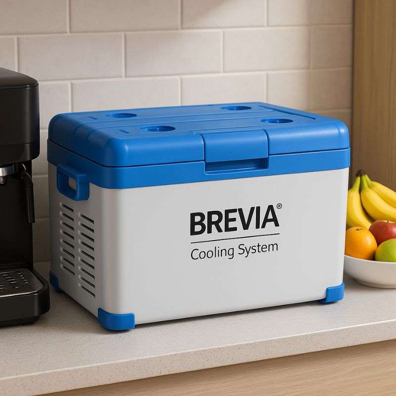 Портативный холодильник 25л BREVIA автохолодильник с LG-компрессором стальной 12/24В 220В (22405)