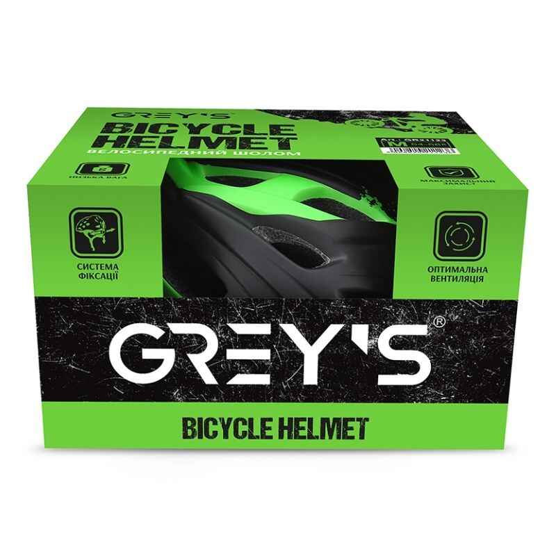 Шолом для велосипеда дорослий розмір М 54-58мм Grey's матовий зі знімним козирком і вентиляцією (GR21123)