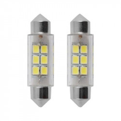 LED автолампа SOLAR 12V SV8.5 T11x36mm 6smd 3528 white, 2шт (LS275_B2)