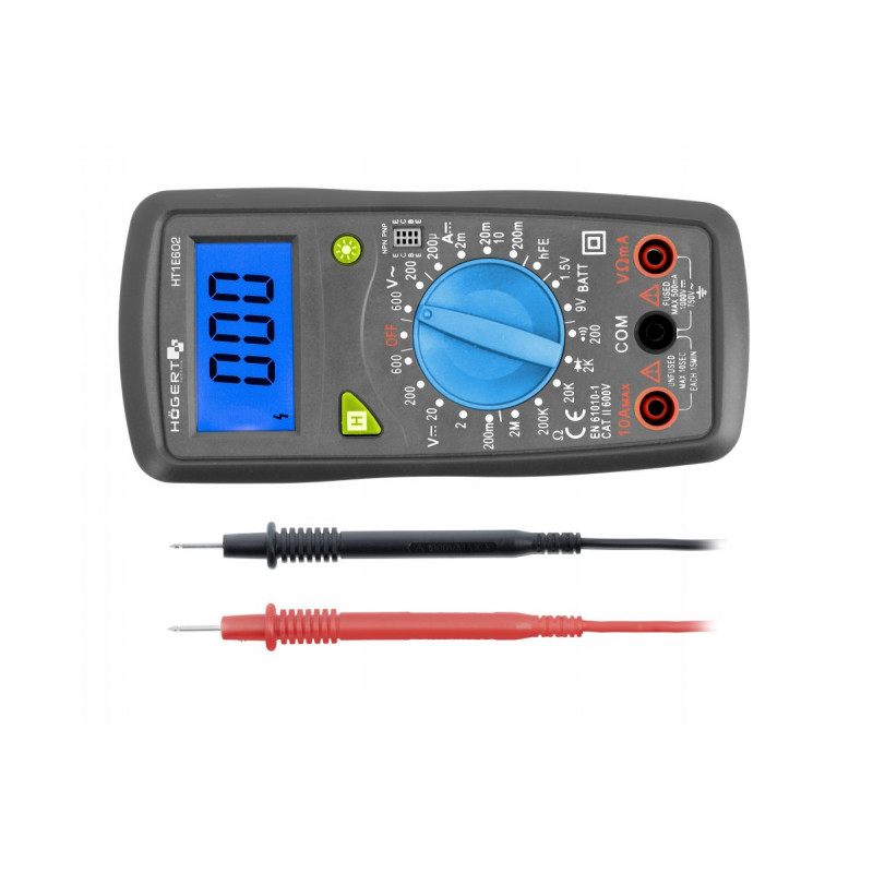 Цифровий мультиметр із вимірюванням напруги до 600 вольт Hogert (HT1E602)