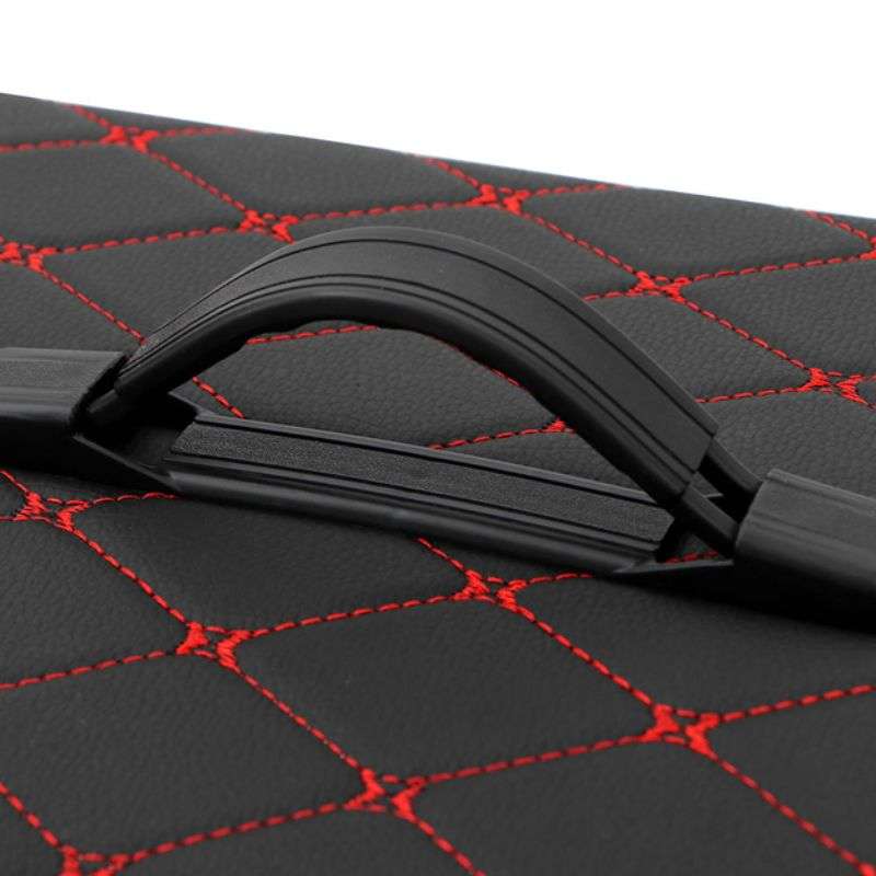 Органайзер в багажник автомобіля чорний штучна шкіра 1 відділення на липучці 40смХ30смХ30см (44649/black red)