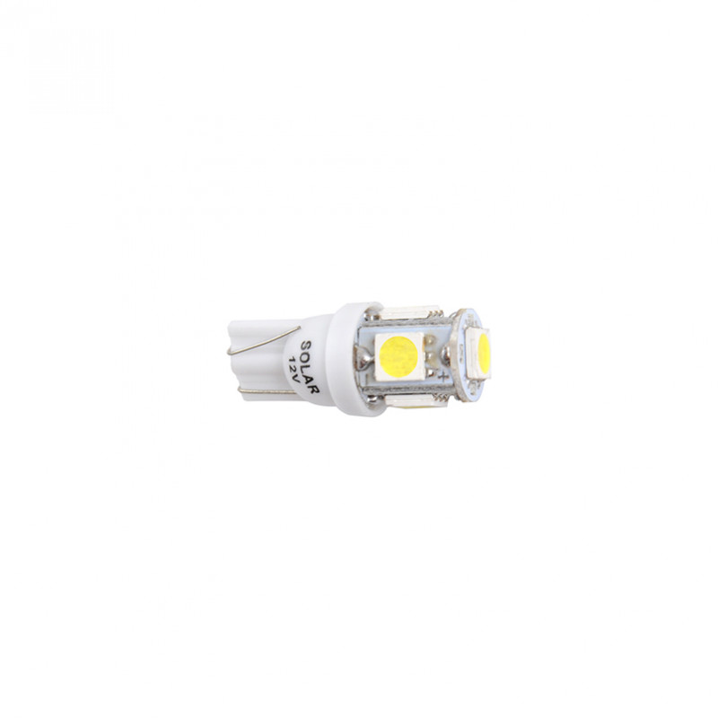 LED автолампа SOLAR 12V T10 W2.1x9.5d 5smd 5050 white, 2шт (LS243_B2)