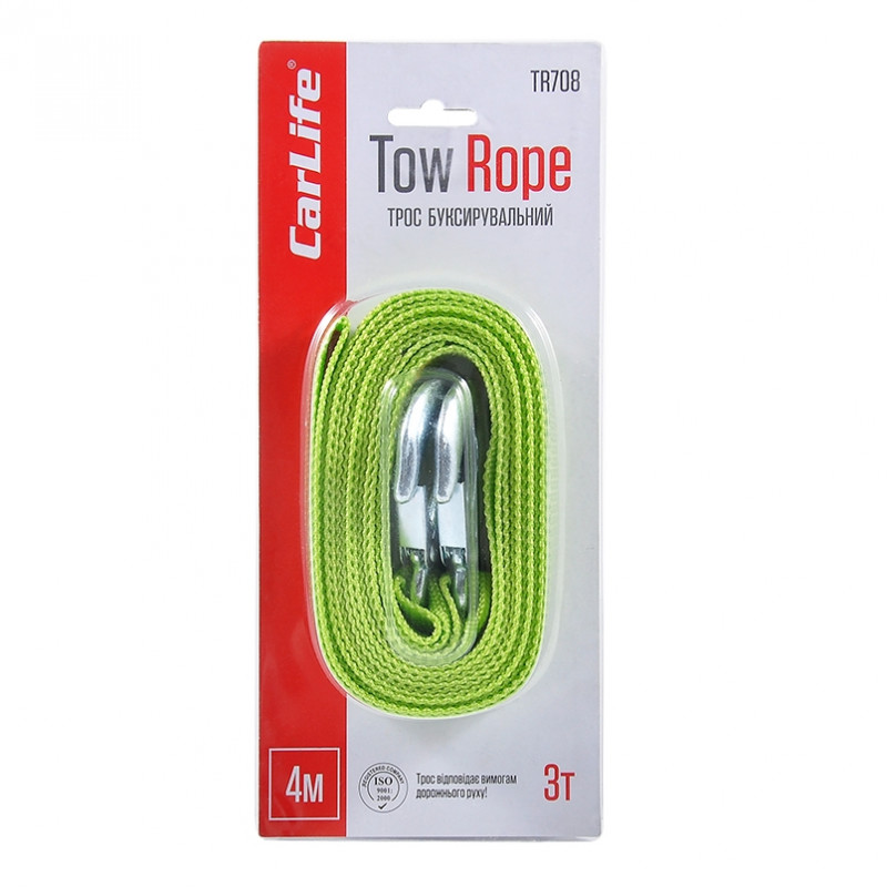 Трос буксирувальний 3т-4м Carlife зелений (TR708)