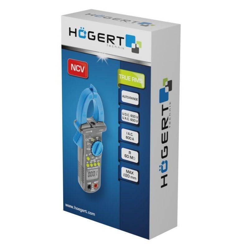 Мультиметр цифровий з струмовими кліщами Hogert (HT1E621)