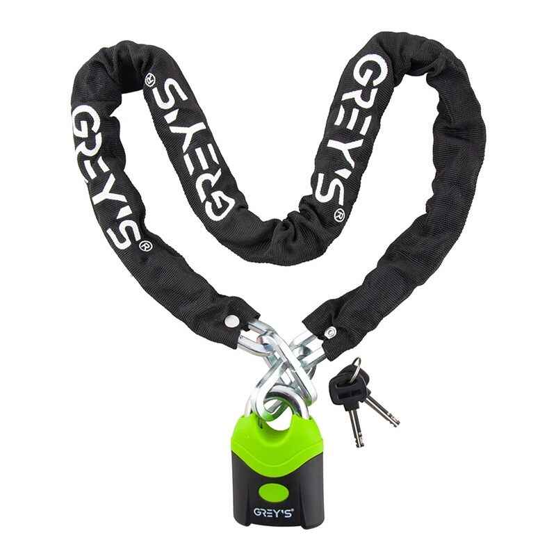 Замок на велосипед ланцюговий 1200мм Grey's з навісним замком і 2 ключами (GR40812)
