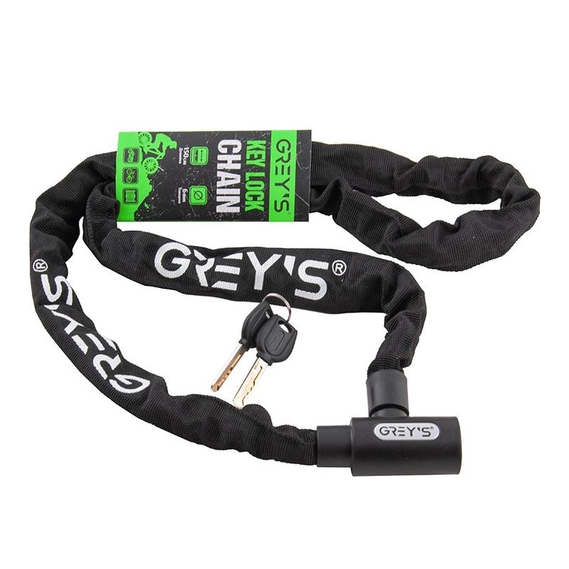 Замок на велосипед ланцюговий 1500мм Grey's із замком і 2 ключами (GR41615)