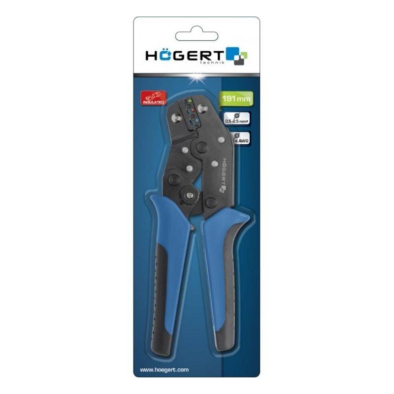 Пресс-клещи для клемм проводов 0.5-2.5 мм кв. Hogert (HT1P160)