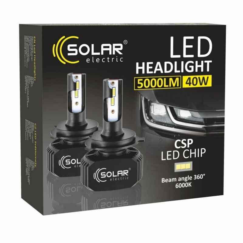 Світлодіодні автолампи H4 LED SOLAR 12/24V 6000K 5000Lm 40W Seoul CSP1860 (8204)