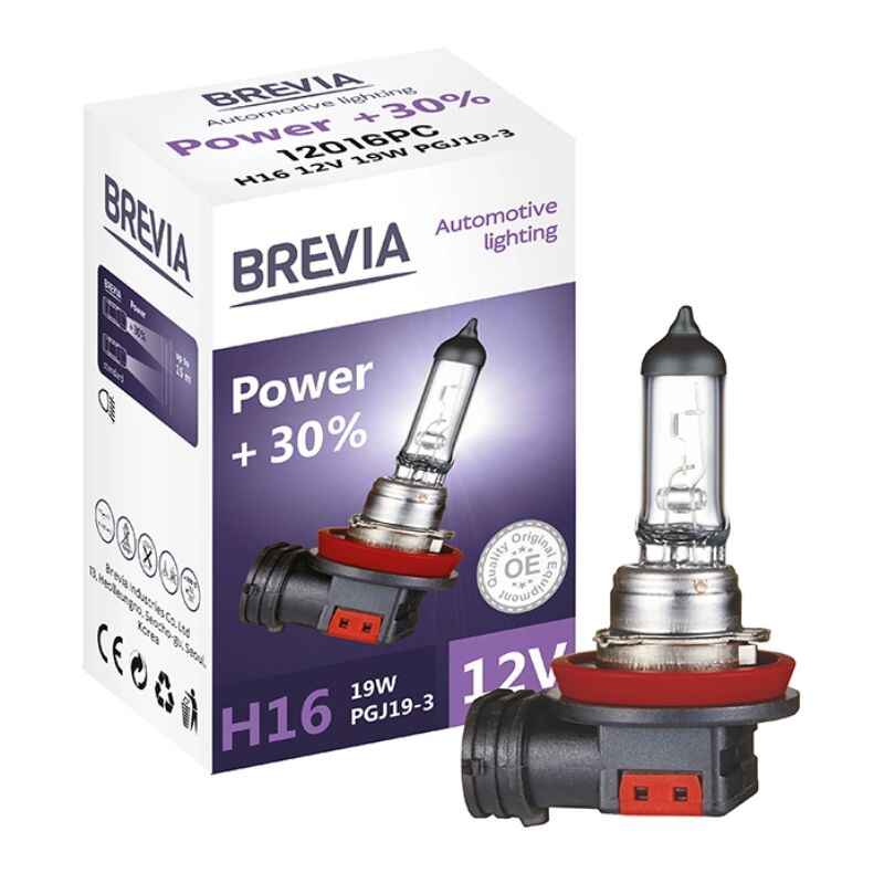 Лампа галогенна H16 Brevia Power +30% 1шт (12016PC)