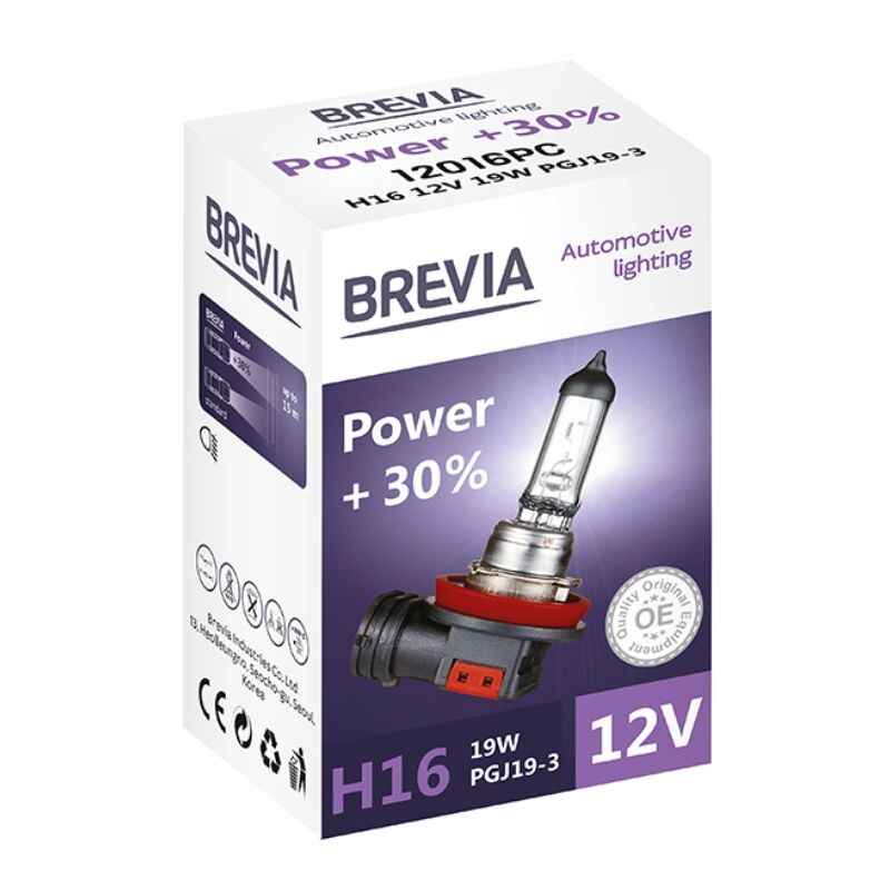 Лампа галогенна H16 Brevia Power +30% 1шт (12016PC)