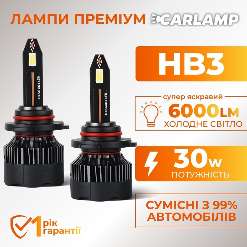 Светодиодные лампы HВ3 9005 для авто Carlamp Nova Vision Led автолампы 6000 Lm 6500 K (NoVHB3)