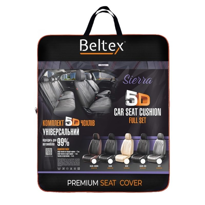 Комплект 5D чохлів для сидінь BELTEX Sierra black-red (BX90600)