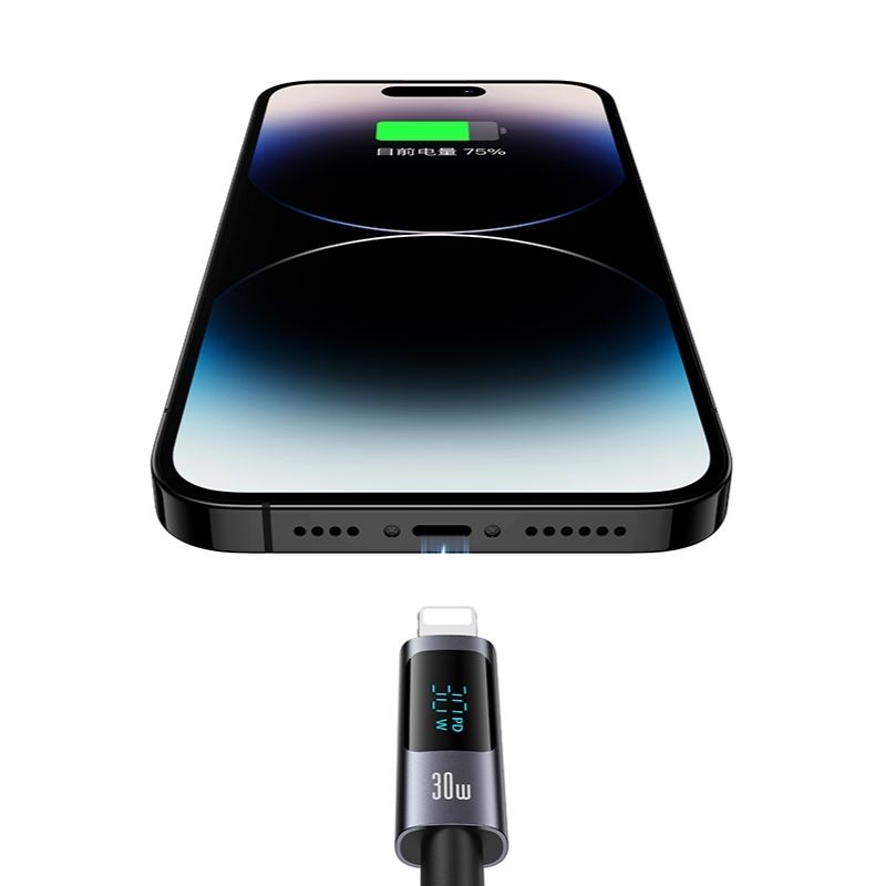 Кабель для зарядки і передачі даних Type-C-Lightning 480Мб/с 30W 1.2м чорний Usams Aluminum Alloy (SJ672USB01)