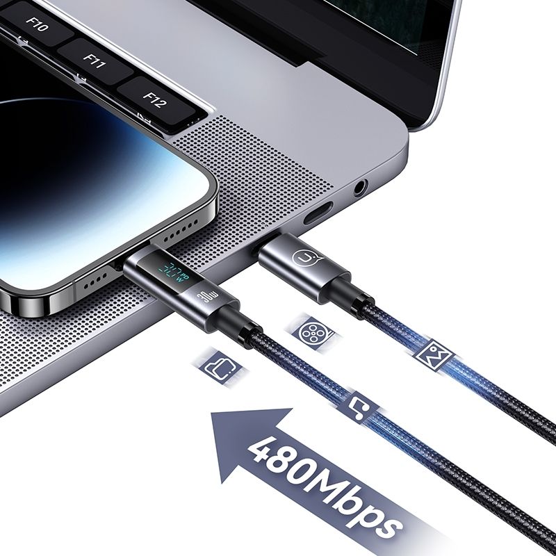 Кабель для зарядки і передачі даних Type-C-Lightning 480Мб/с 30W 1.2м чорний Usams Aluminum Alloy (SJ672USB01)