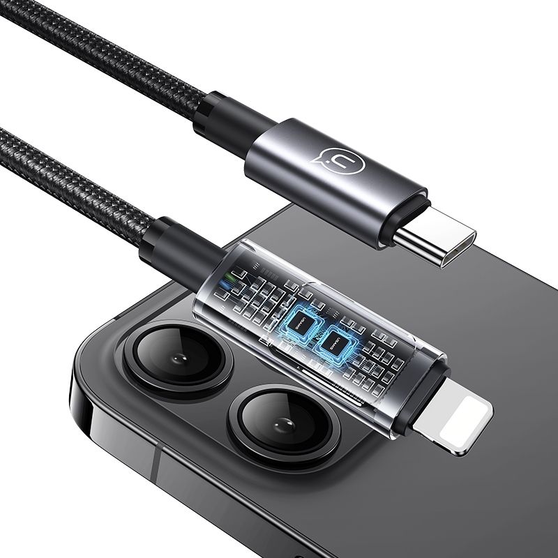 Кабель для зарядки і передачі даних Type-C-Lightning 480Мб/с 30W 1.2м чорний Usams Aluminum Alloy (SJ672USB01)