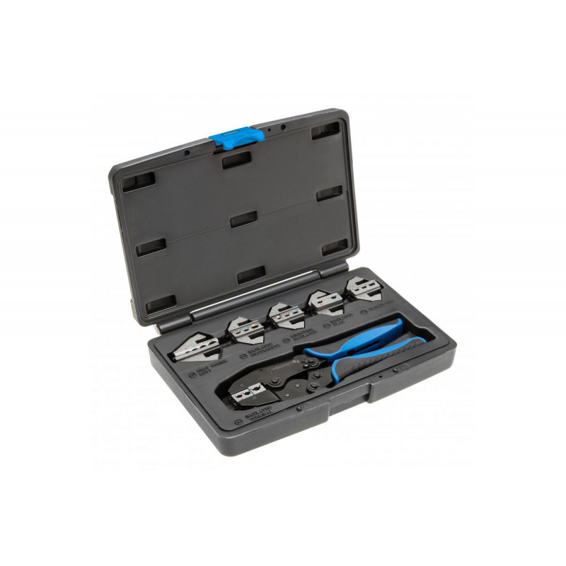 Прес-кліщі для обтиску проводів із змінними матрицями 6 шт Hogert (HT1P176)