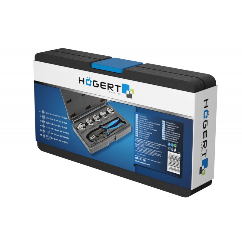 Прес-кліщі для обтиску проводів із змінними матрицями 6 шт Hogert (HT1P176)