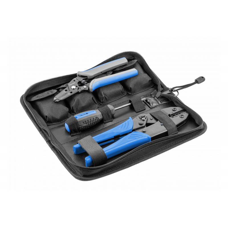 Прес-кліщі для обтиску проводів зі змінними матрицями 6 шт. Hogert (HT1P177)