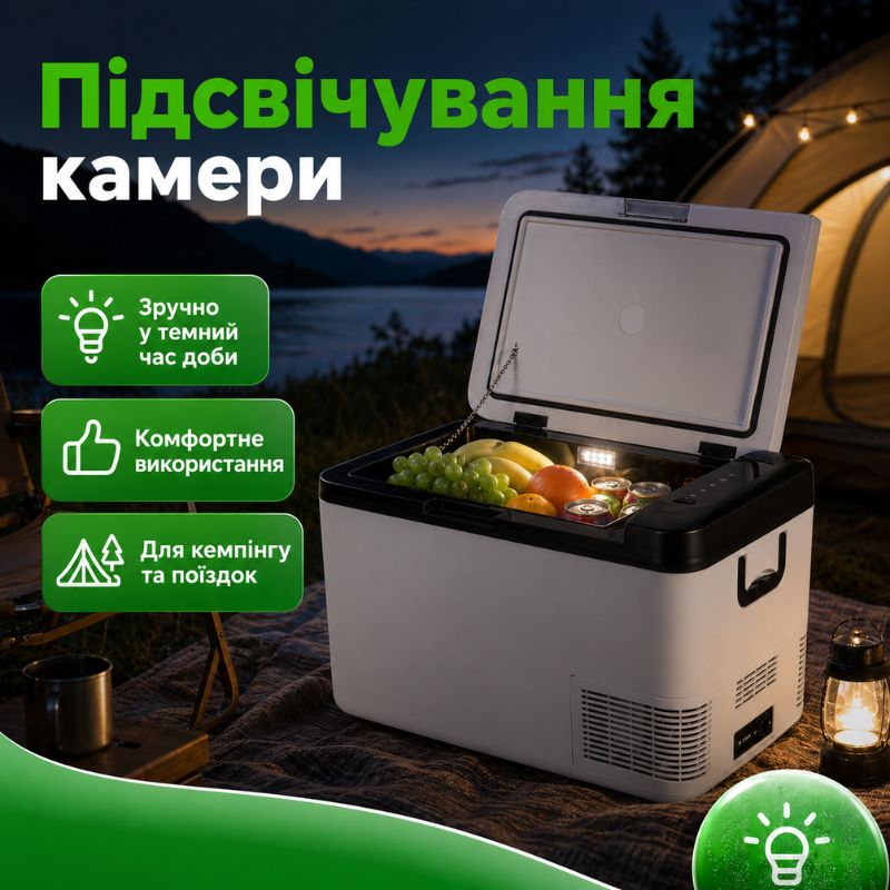Портативний холодильник 25л Gearo автохолодильник компресорний пластиковий 12/24В 220В (K25)