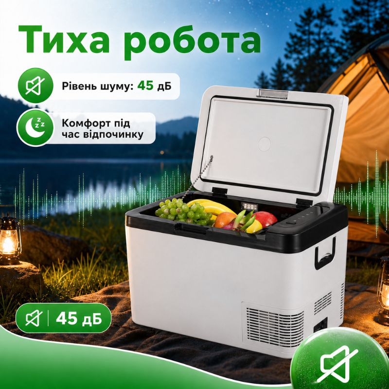 Портативный холодильник 25л Gearo автохолодильник компрессорный пластиковый 12/24В 220В (K25)