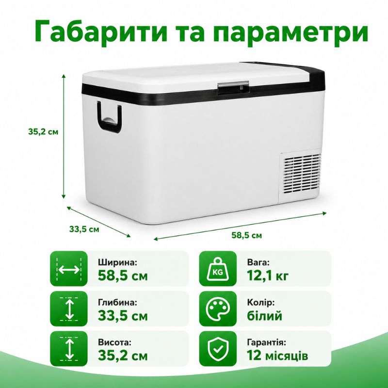 Портативный холодильник 25л Gearo автохолодильник компрессорный пластиковый 12/24В 220В (K25)