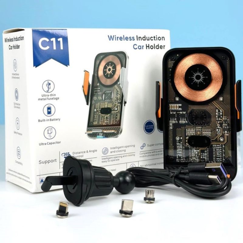 Тримач для телефону на дефлектор із бездротовою зарядкою (C11)