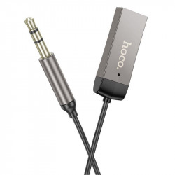 Аудио адаптер Bluetooth receiving Hoco E78 Benefit AUX with cable (Сірий)