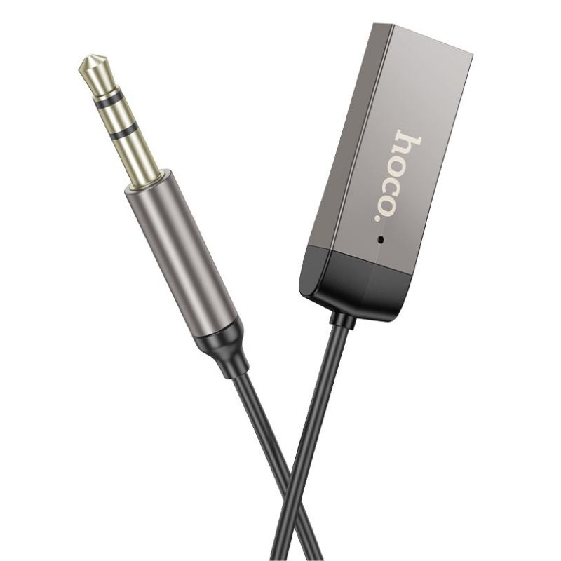 Аудио адаптер Bluetooth receiving Hoco E78 Benefit AUX with cable (Сірий)