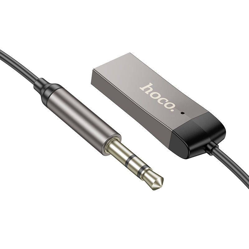 Аудио адаптер Bluetooth receiving Hoco E78 Benefit AUX with cable (Сірий)