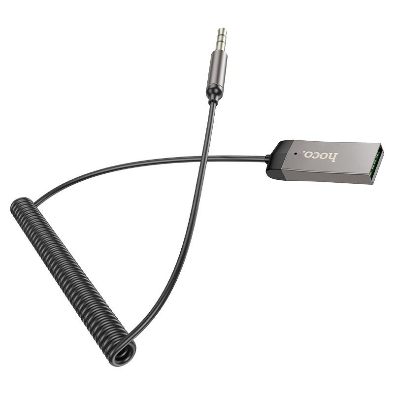 Аудио адаптер Bluetooth receiving Hoco E78 Benefit AUX with cable (Сірий)