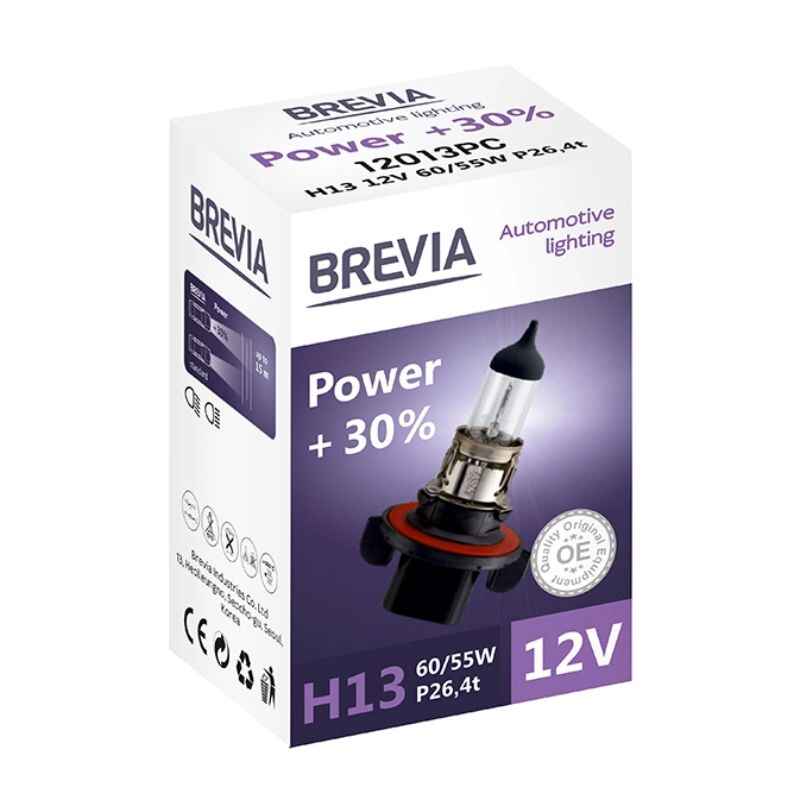 Лампа галогенна H13 Brevia Power +30% 1шт (12013PC)