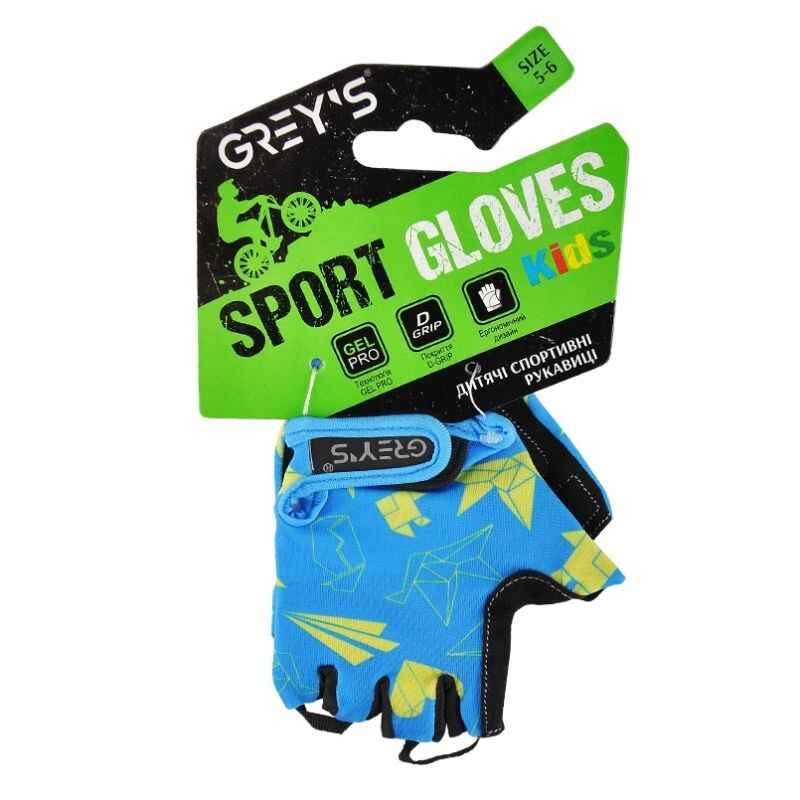 Рукавиці велосипедні літні дитячі Grey's із застібкою відкриті з коротким пальцем розмір 5-6 (GR18721)