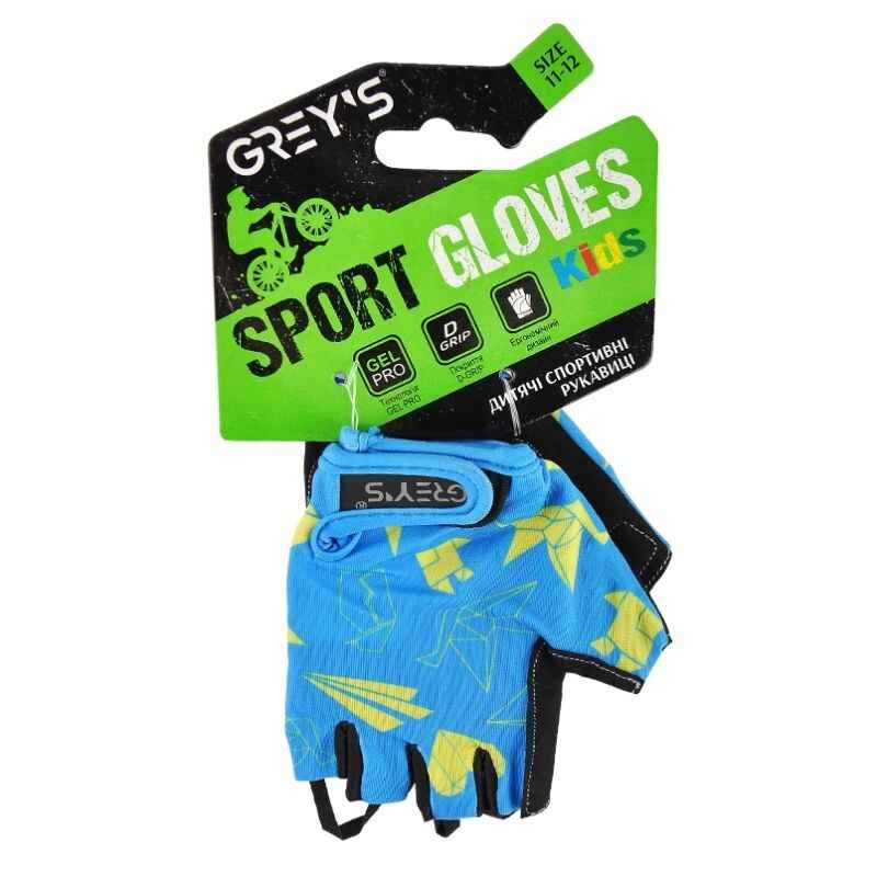 Велосипедні рукавиці літні дитячі Grey's із застібкою відкриті з коротким пальцем розмір 11-12 (GR18724)