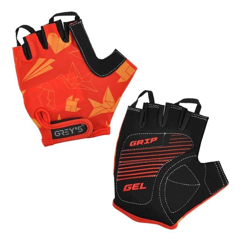 Велосипедные перчатки летние детские Grey's с застежкой открытые с коротким пальцем размер 5-6 (GR18731)