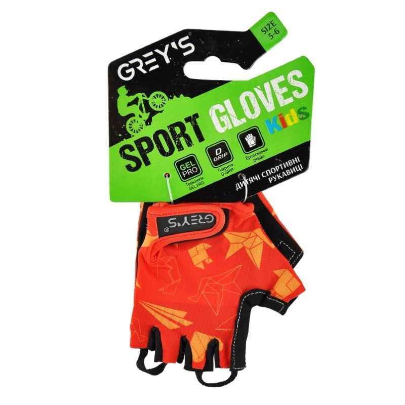 Велосипедные перчатки летние детские Grey's с застежкой открытые с коротким пальцем размер 5-6 (GR18731)