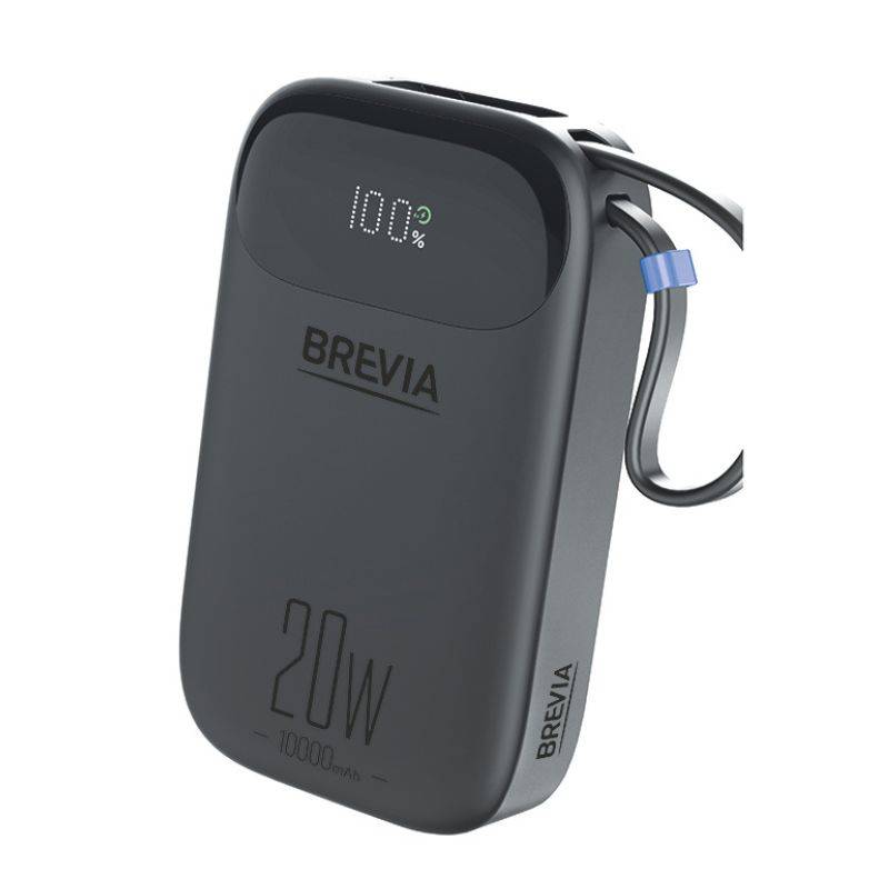 Повербанк (Power Bank) Brevia ePower 10000mAh PD20W CompactMini LCD чорний + кабель (45420CMB)