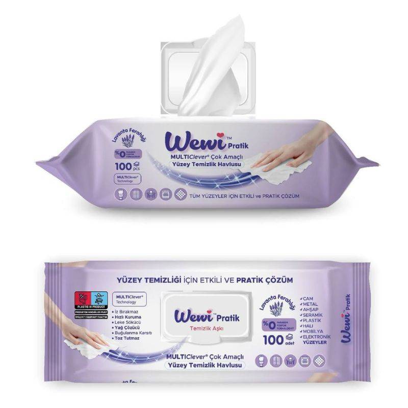 Серевтки вологі для прибирання WEWI 100шт (Лаванда)