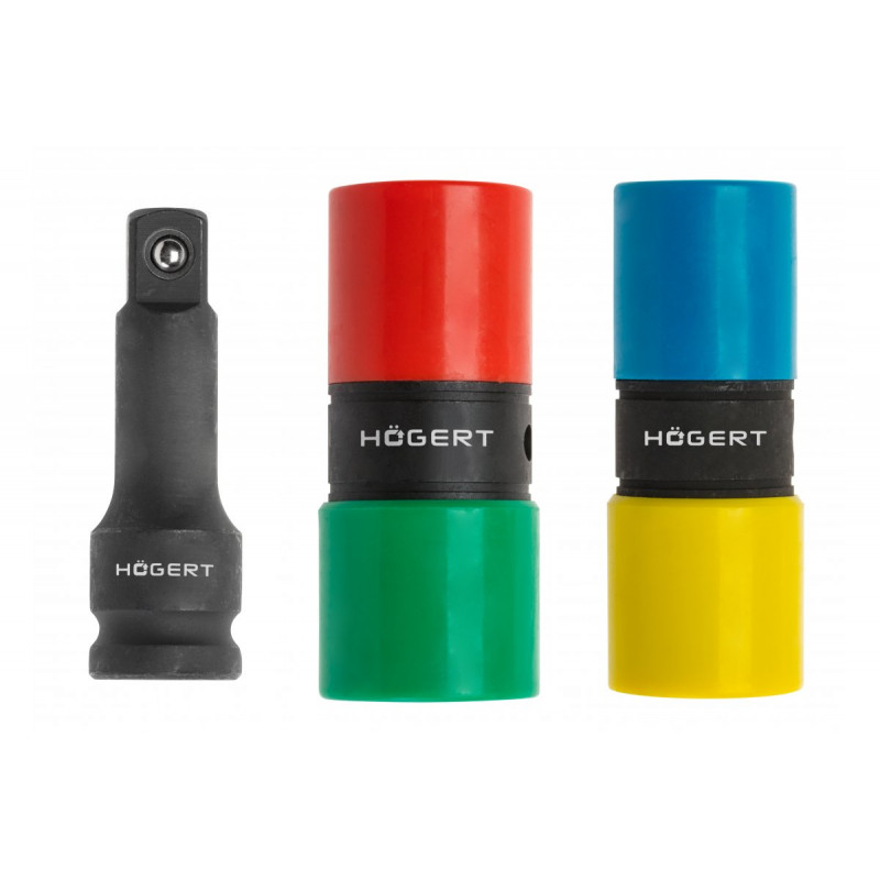 Набір двосторонніх ударних головок 17 19 21 22 мм і подовжувач ударний 1/2 CrMo Hogert (HT4R006)