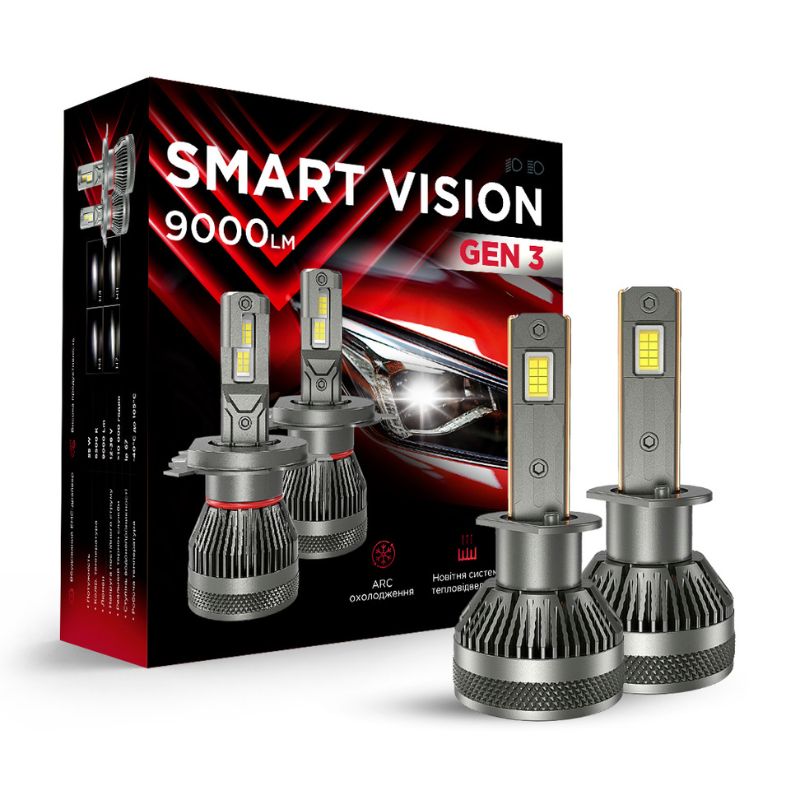 Світлодіодні лампи H1 для авто Carlamp Smart Vision Gen3 Led автолампи 9000 Lm 6500 K (SMG3H1)