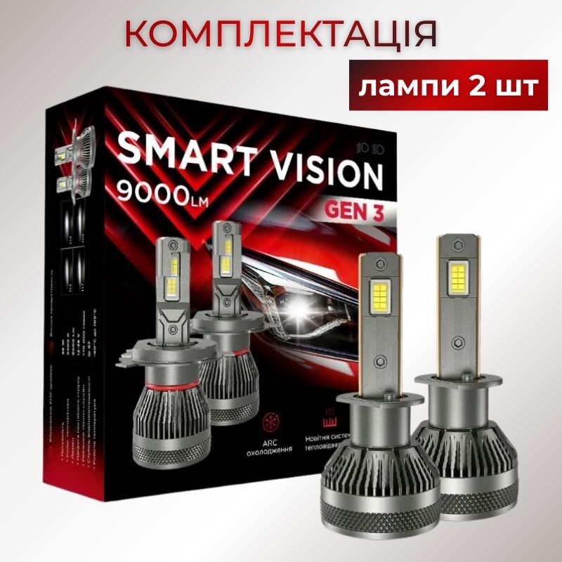 Светодиодные лампы H1 для авто Carlamp Smart Vision Gen3 Led автолампы 9000 Lm 6500 K (SMG3H1)