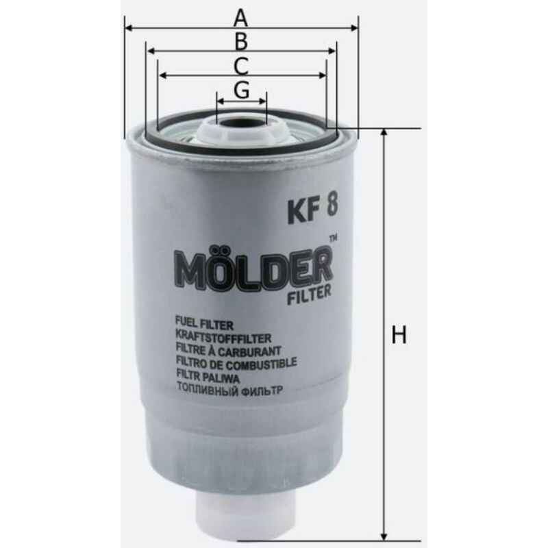 Паливний фільтр Molder VW/Audi/Fiat/Citroen/Peugeot з прокладкою 83-99 Iveco 99 (аналог WF8042/KC18/W8422) KF8