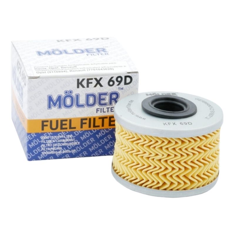 Фільтр паливний Molder RENAULT MEGANE LAGUNA KANGOO 1.9D/DTI/DCI 97- (WF8014/KX79D/P7161X) (KFX69D)