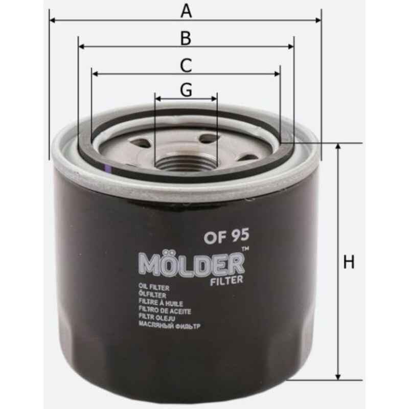Масляний панельний фільтр Molder-filter Mazda E2000 E2200 Isuzu Midi 2.2 D 89 Hyundai 1.5-2.5 90 (WL7171 OC205 W81180 OF95)