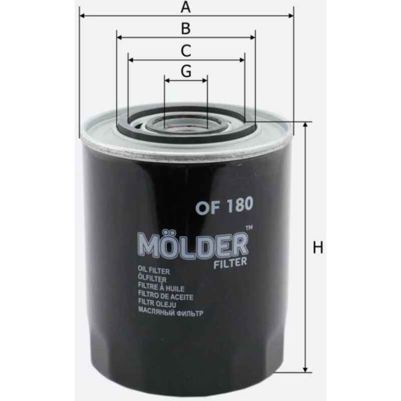 Фільтр масляний Molder для Renault MASTER 2.5TD 88-98 Trafik 2.5D 89-01 (WL7161/OC290/WP9404) (OF180)