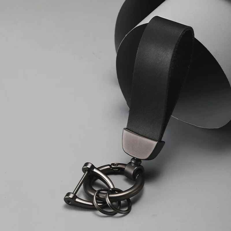 Брелок для ключів авто шкіряний RG з карабіном чорний (BR-6BL)