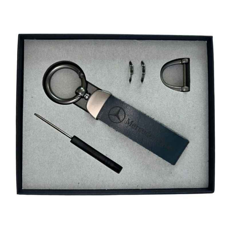 Брелок для ключів авто шкіряний RG з карабіном графітовий Mercedes (BR-4GrMer)