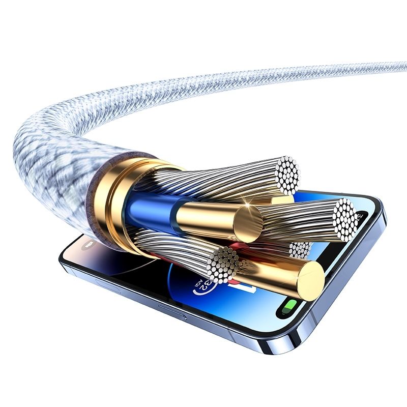 Кабель для зарядки і передачі даних Type-C-Lightning 480Мб/с 30W 1.2м бузковий Usams Lightning Rainbow Braided (SJ657USB02)