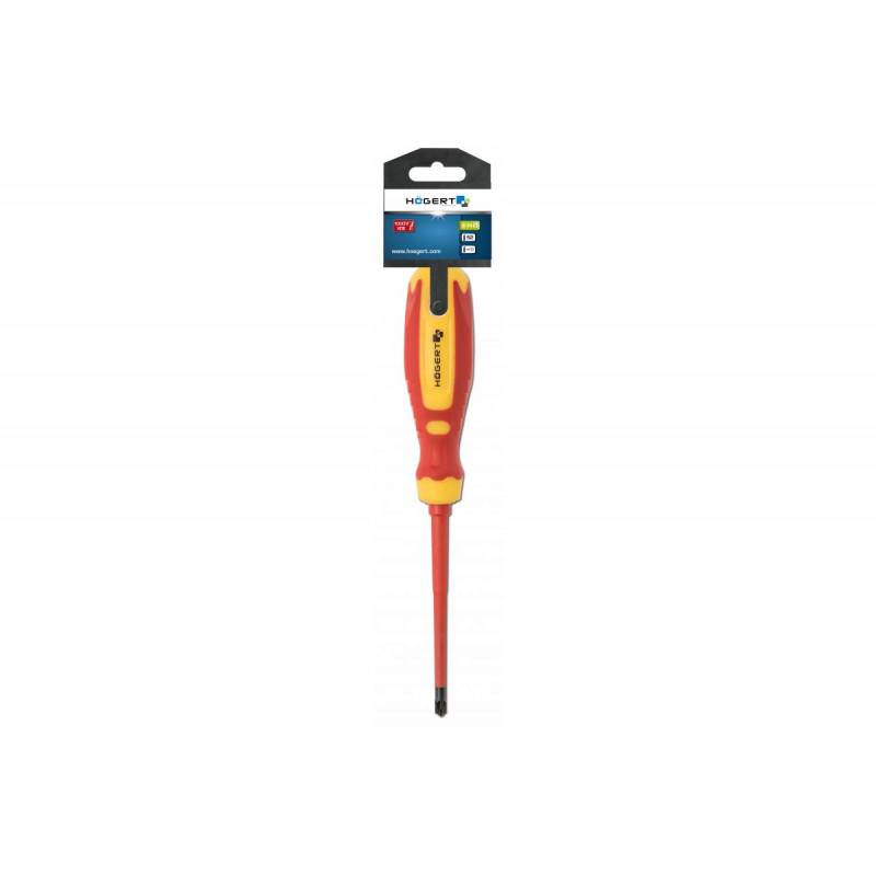 Викрутка діелектрична хрестова для електромонтажних робіт Ph1/Sl5 100 мм 1000 V сталь CrMo Hogert (HT1S973)
