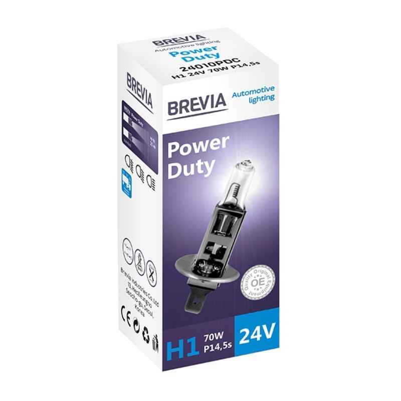 Лампа галогенная Brevia H1 Power Duty 24V 1шт (24010PDC)