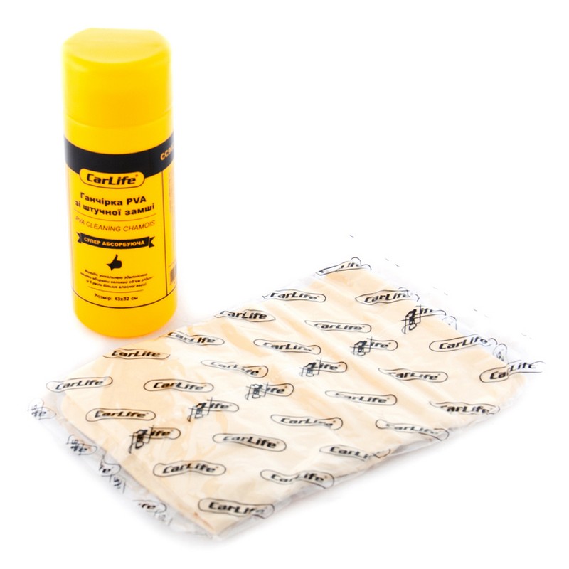 Серветка вологопоглинаюча зі штучної замші 43х32см CarlLife в тубусі жовта (CC902)